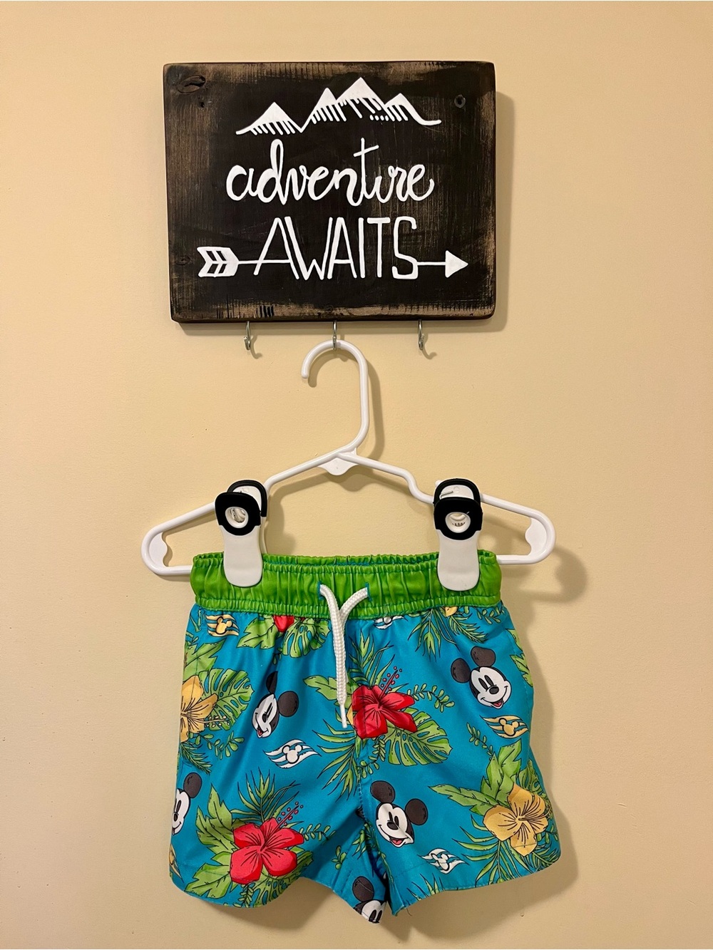 Disney Kids Tropical Mickey Swim Shorts in Turquoise & Green